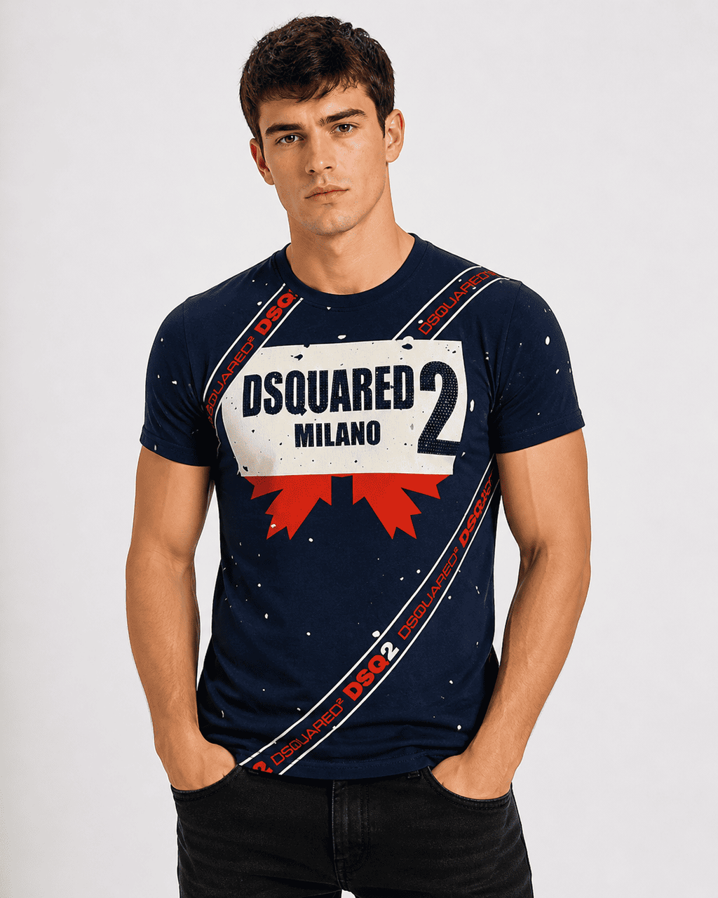DSQ2 Men's Premium Embroidered Logo T-Shirt