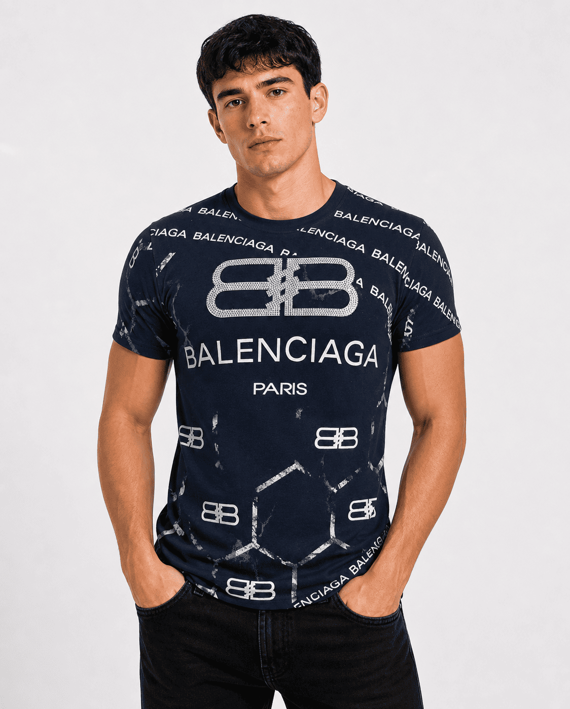 Men's Premium Embroidered Logo T-Shirt | All-Over Print