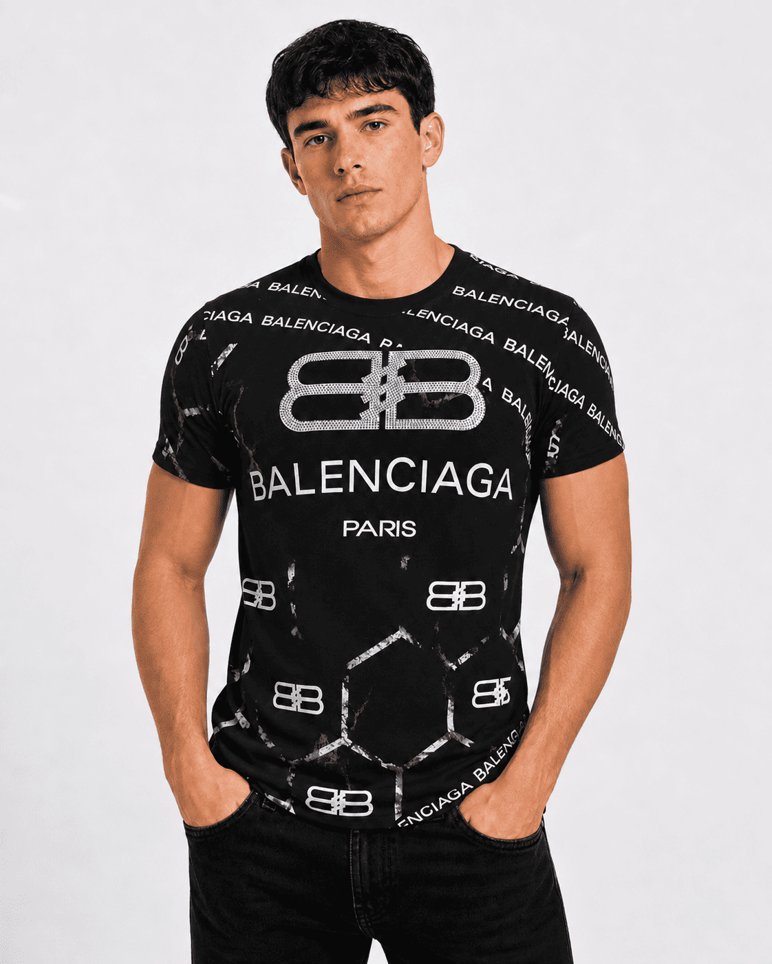 Men's Premium Embroidered Logo T-Shirt | All-Over Print